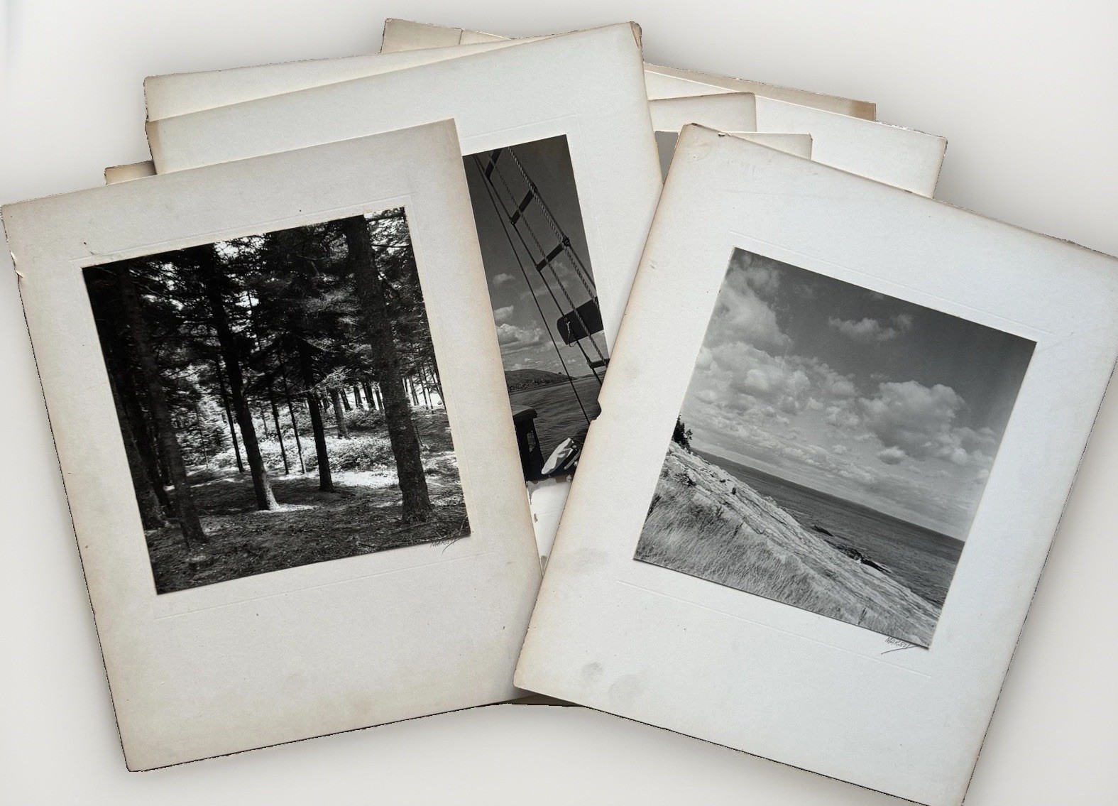 Vtg 1940s Maine Coastal Landscape Photographs Black & White Lot Signed