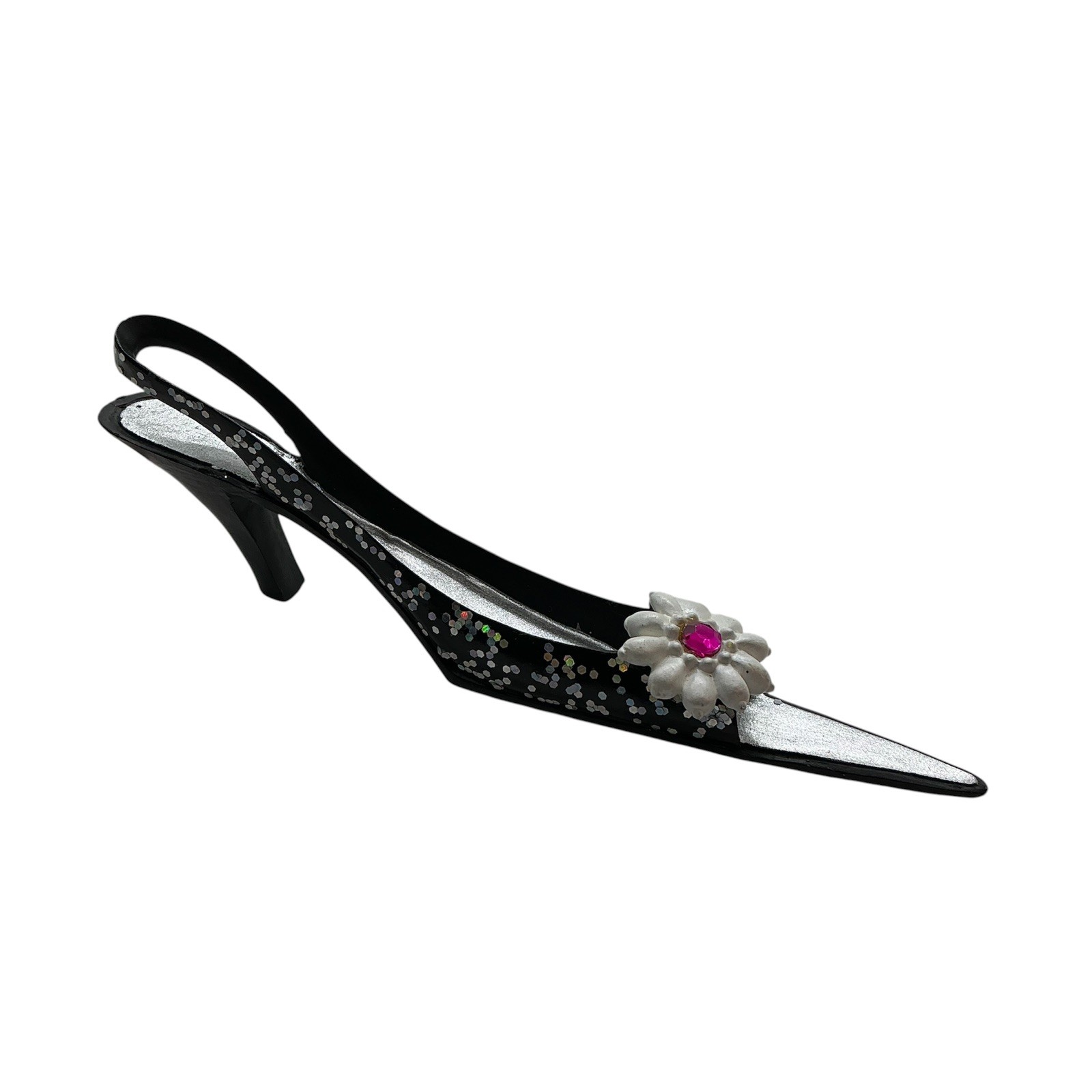 NWT Vintage Pacific Rim Black Slingback High Heel Shoe Christmas Ornament