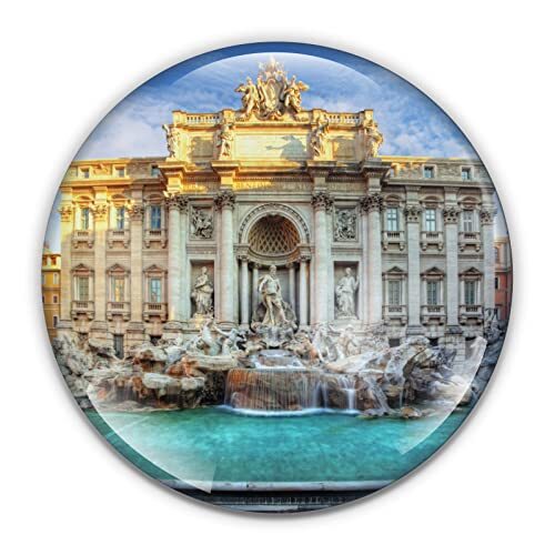 Rome Trevi Fountain Paperweight in Gift Box, 3 Inch Crystal Dome, Perfect for