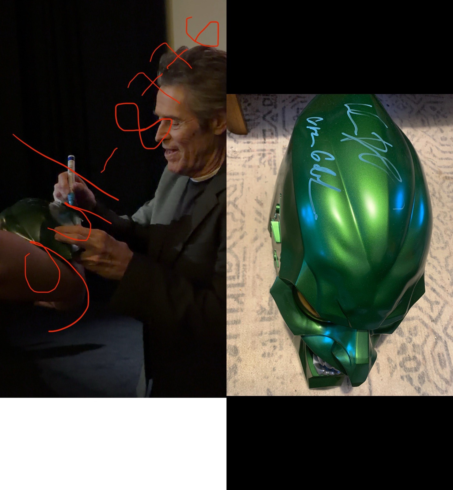 W/ VIDEO PROOF Willem Dafoe Signed Green Goblin Helmet Marvel Legends Spider-Man