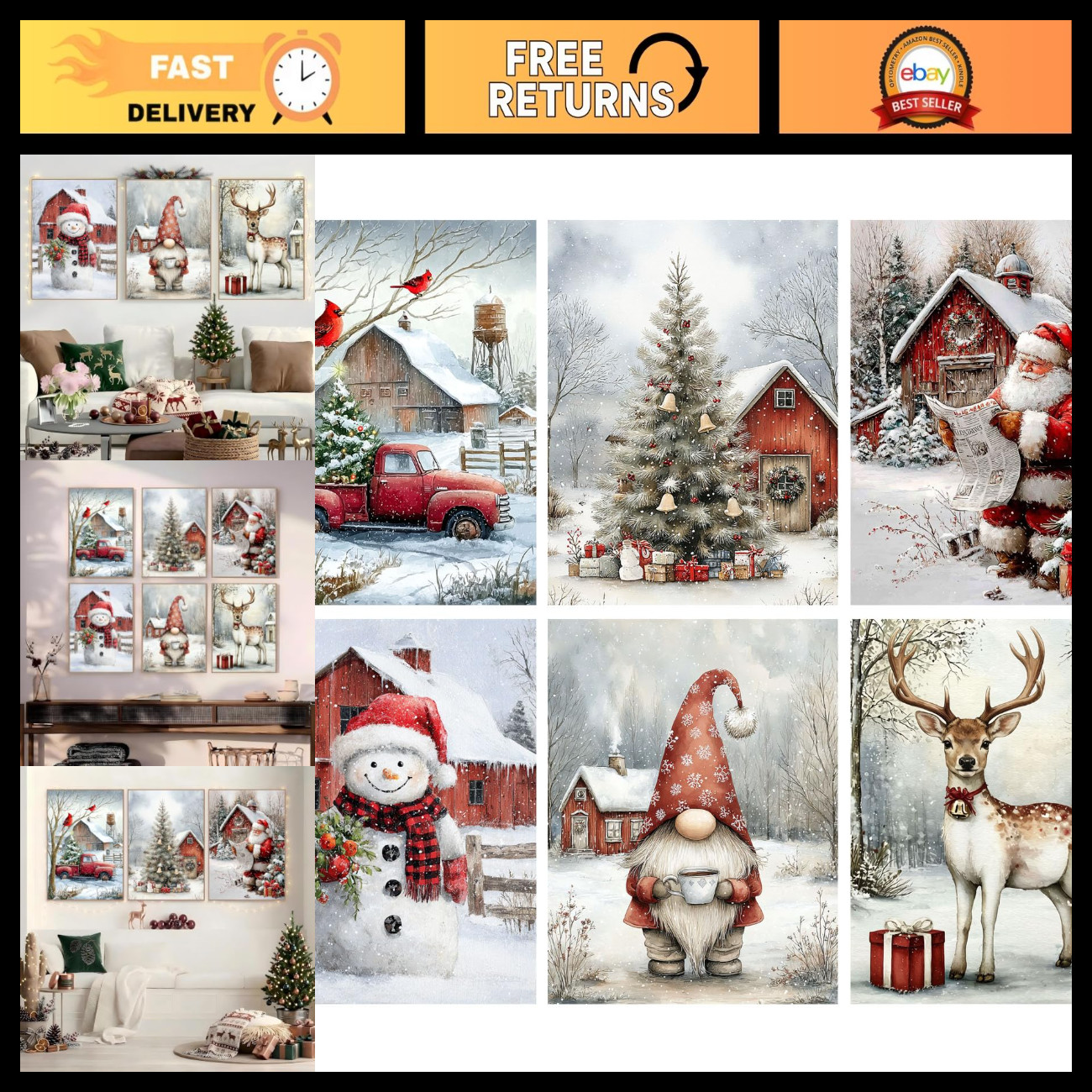 AOSGEDY 6 Pack Christmas Diamond Art Painting Kits for Adults, Winter Diamond Pa