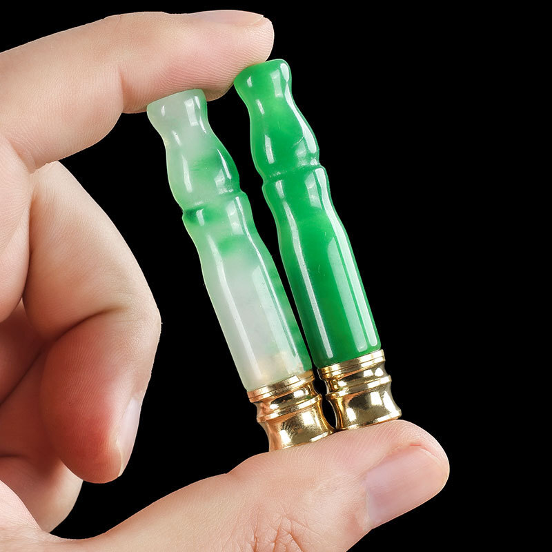 1PC Portable Brass Jade Cigarette Holder Filter Pull Rod Reusable Health Tool