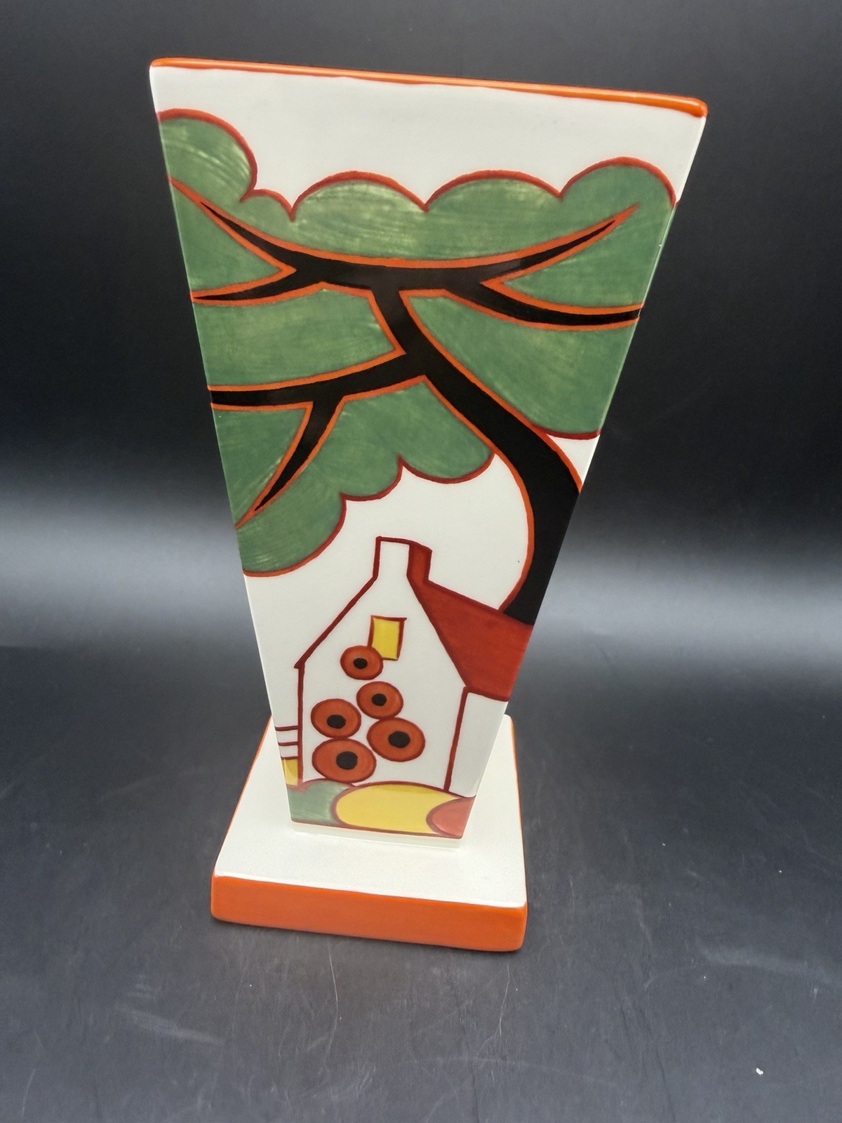 Wedgwood Clarice Cliff Bizarre Red Roofs Conical Vase 2000 England