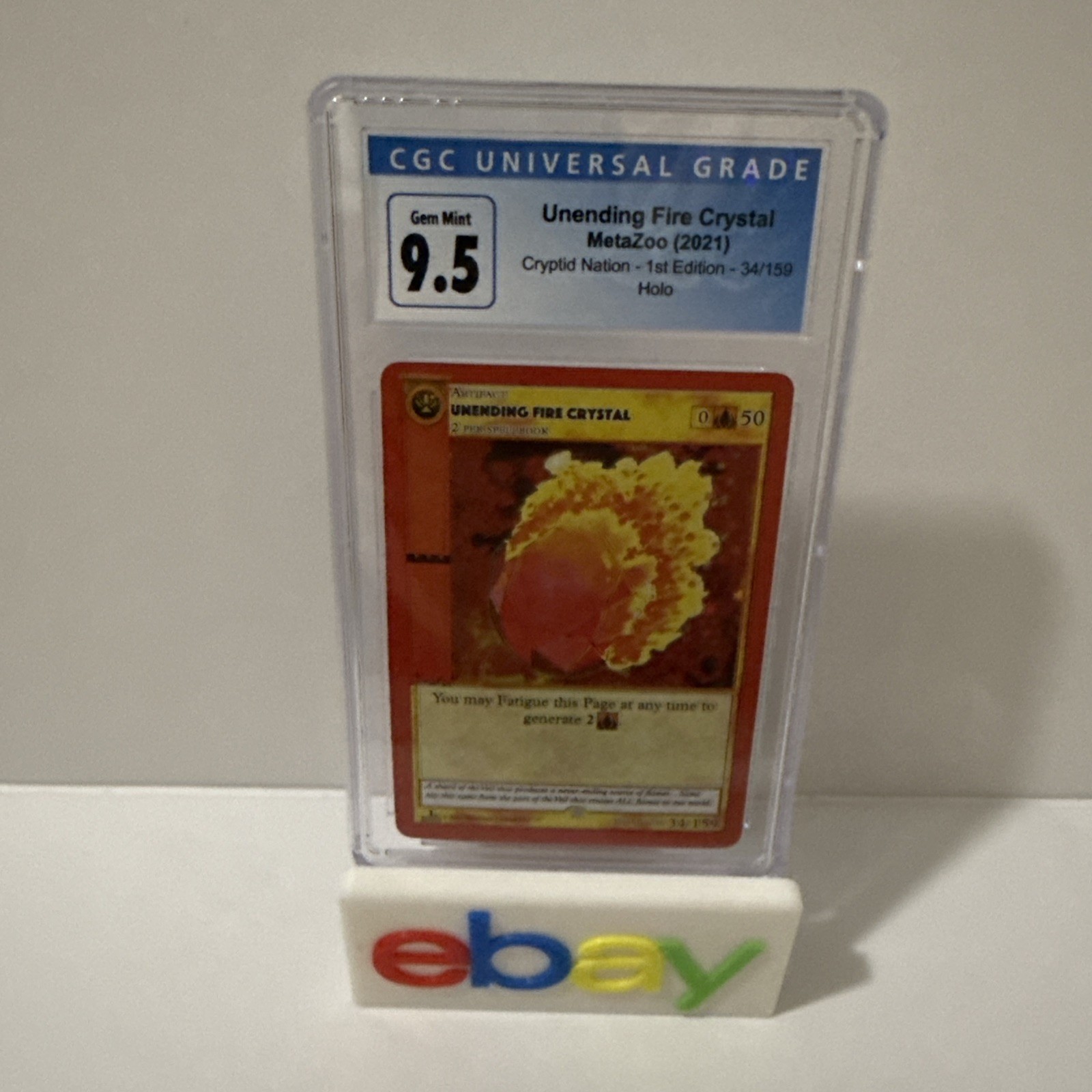CGC 9.5 Holo Unending Fire Crystal 1st Edition Metazoo Cryptid Nation 34/159