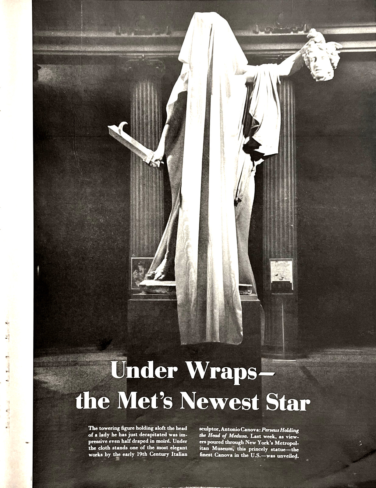 Met Museum Statue Perseus Holding Head of Medusa Antonio Canova Vtg Mag Print Ad