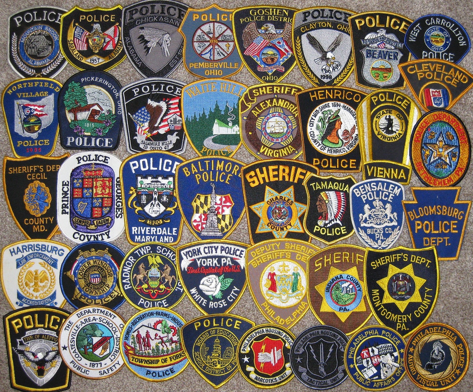 Huge Police Patch Lot 40  US Law Enforcement Agencies, 95% new