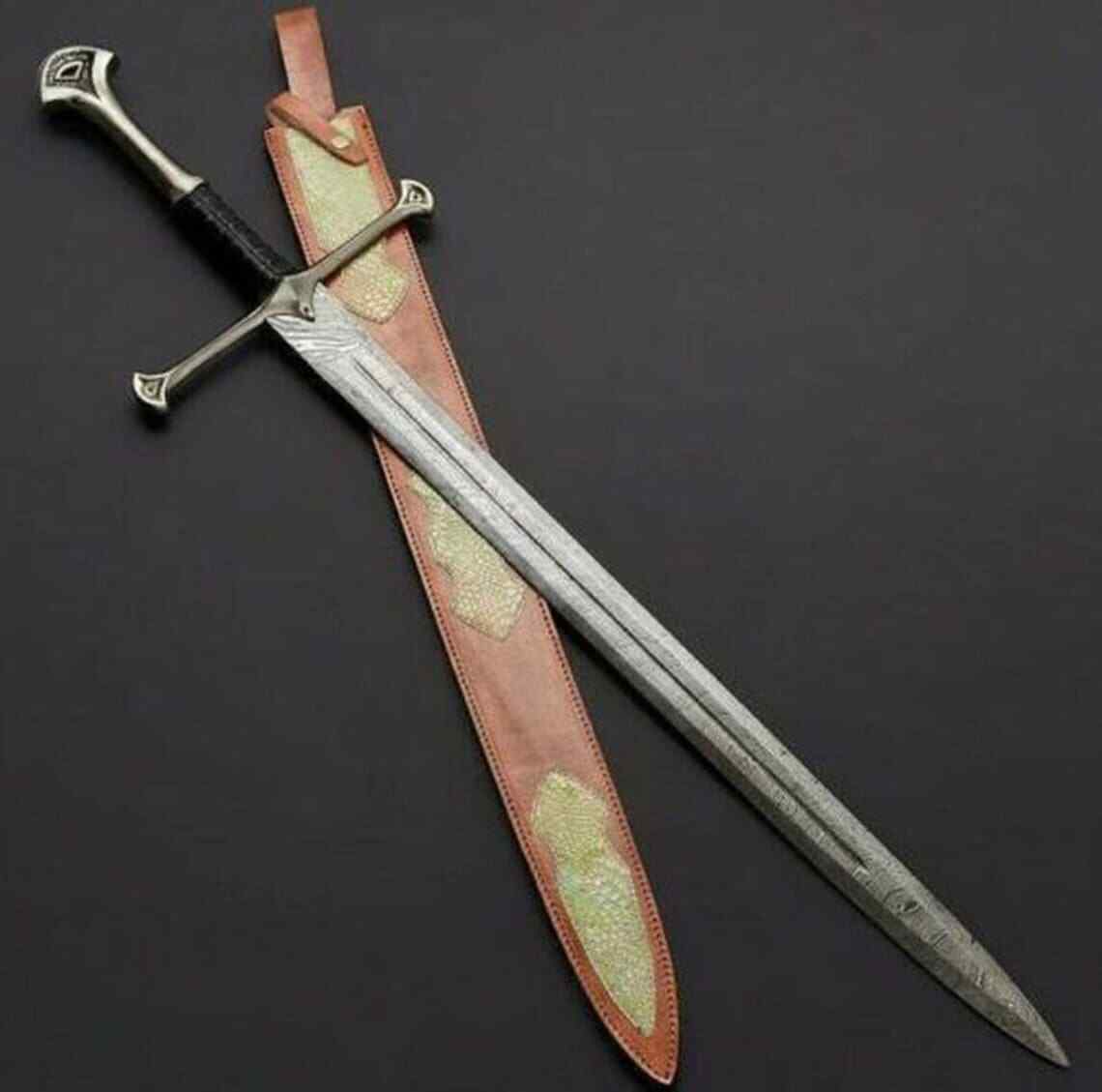 Blacksmith New Custom made Damascus Steel Viking Christmas Sword, Steel Handle