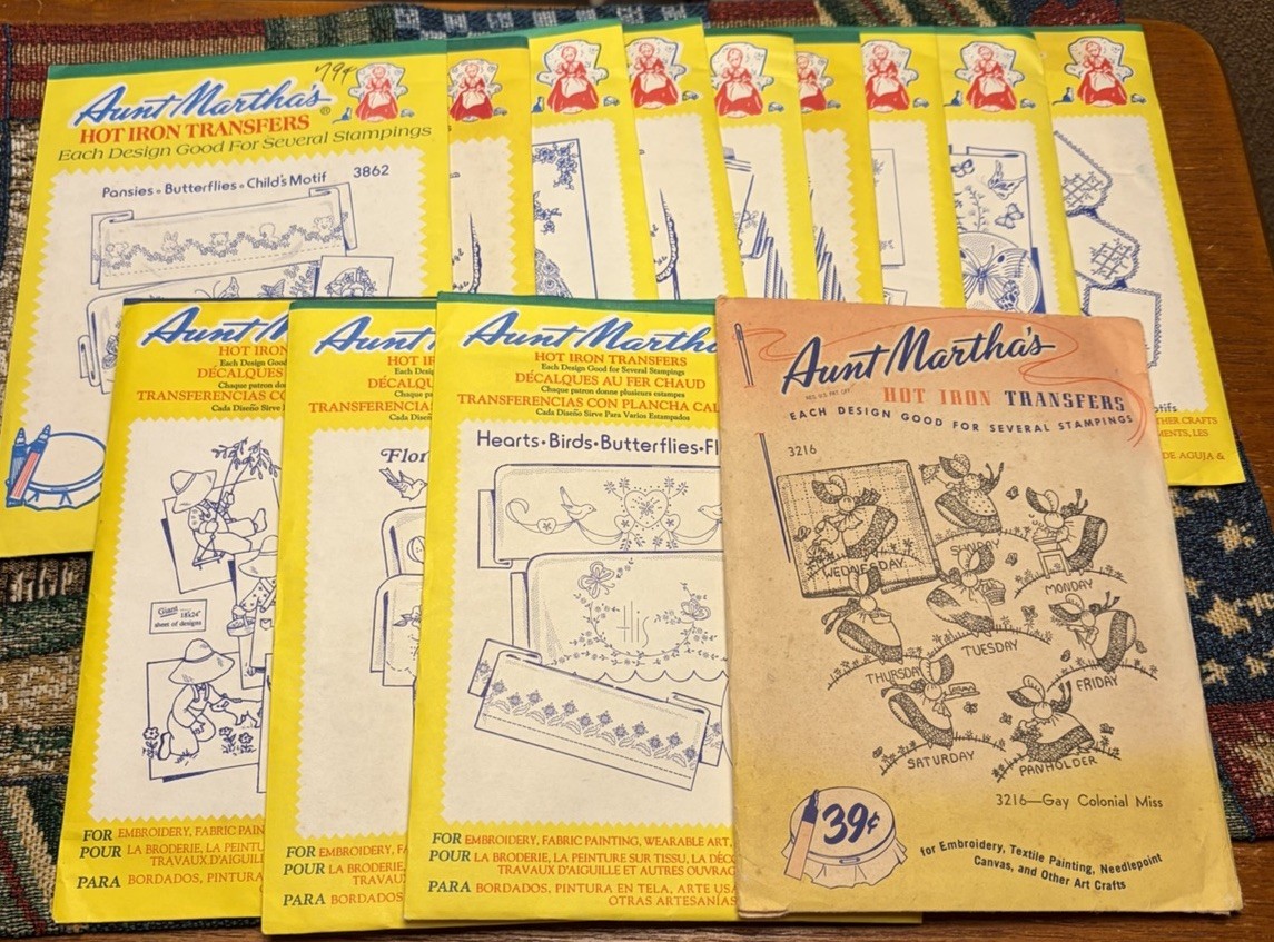 Aunt Martha\'s Vintage Hot Iron Transfer Pattern Lot Of 13