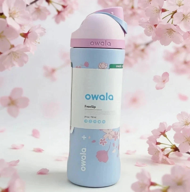 2026 Starbucks x Owala Sakura 24oz Insulated Water Bottle Straw Cup Limited Edit