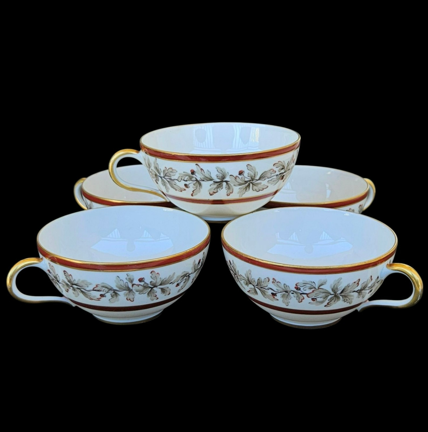 Vintage French Limoges Le Tallec Porcelain Hand Painted Tea Cups