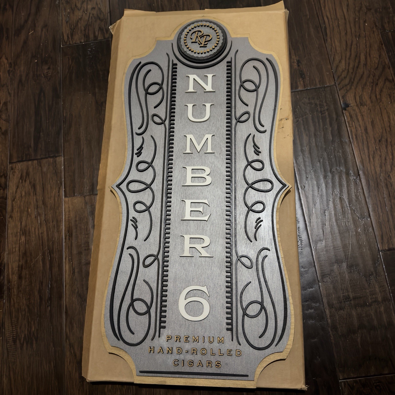 Rocky Patel Number 6 Premium Hand-Rolled Cigars Wooden Advertising Sign