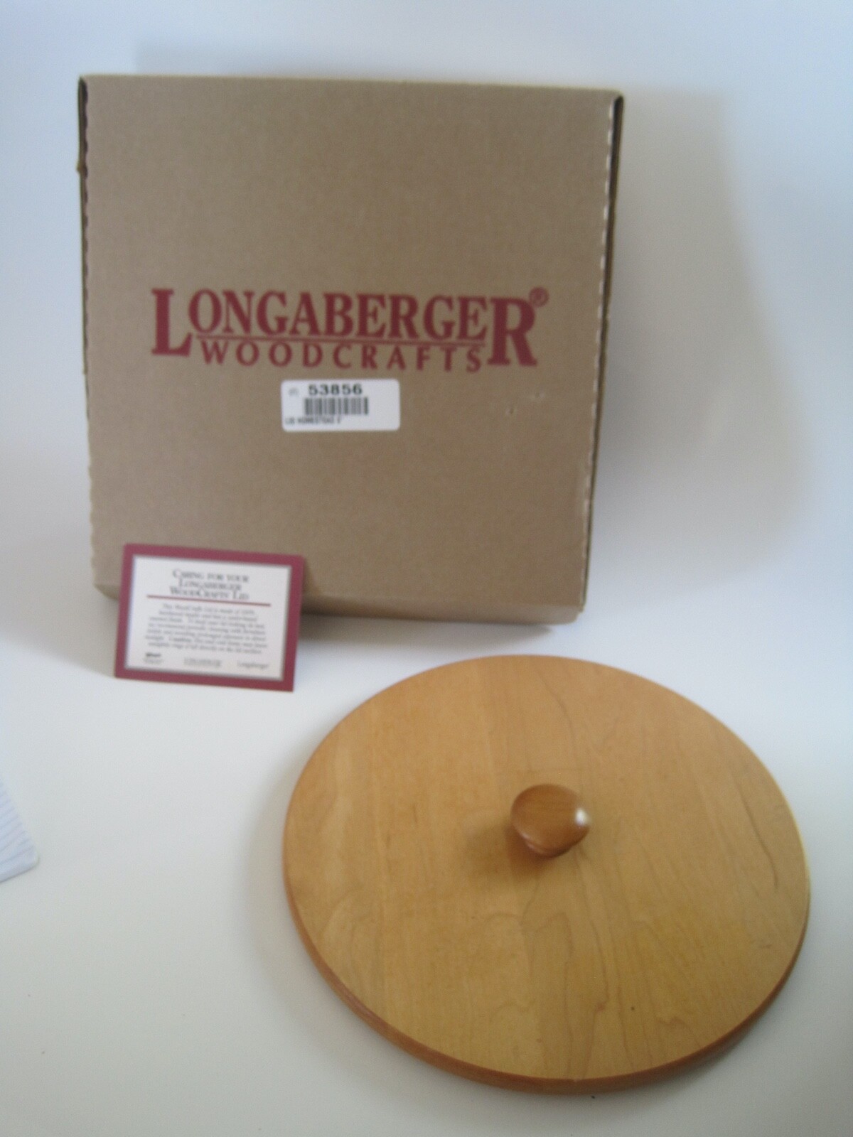 LONGABERGER Round Basket Lid Woodcrafts Homestead Card & And Box Round New