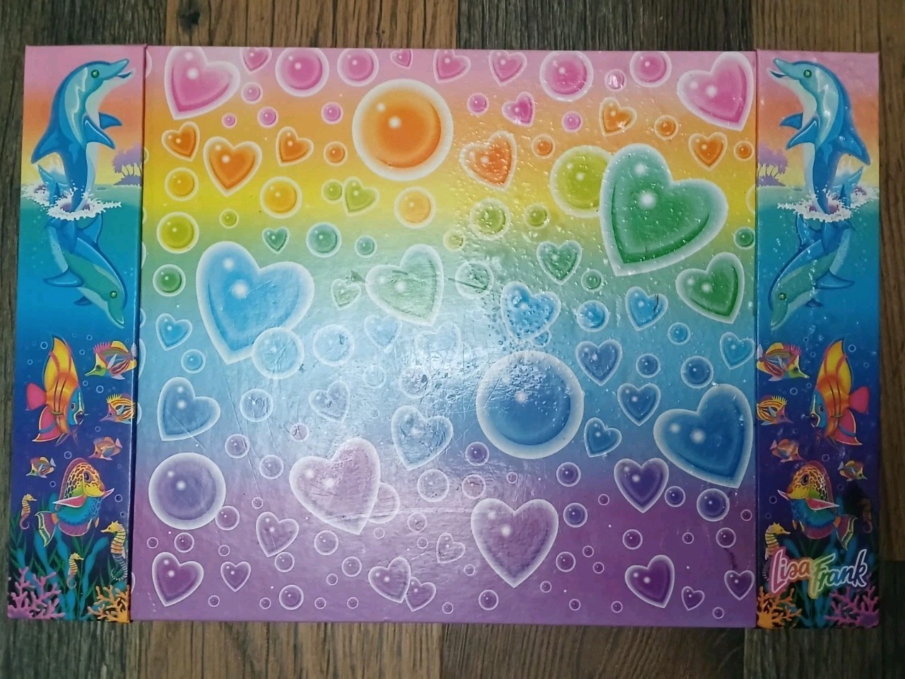 Rare Lisa Frank Dancing Dolphins And Bubble Hearts Blotter + Imaginationery Set