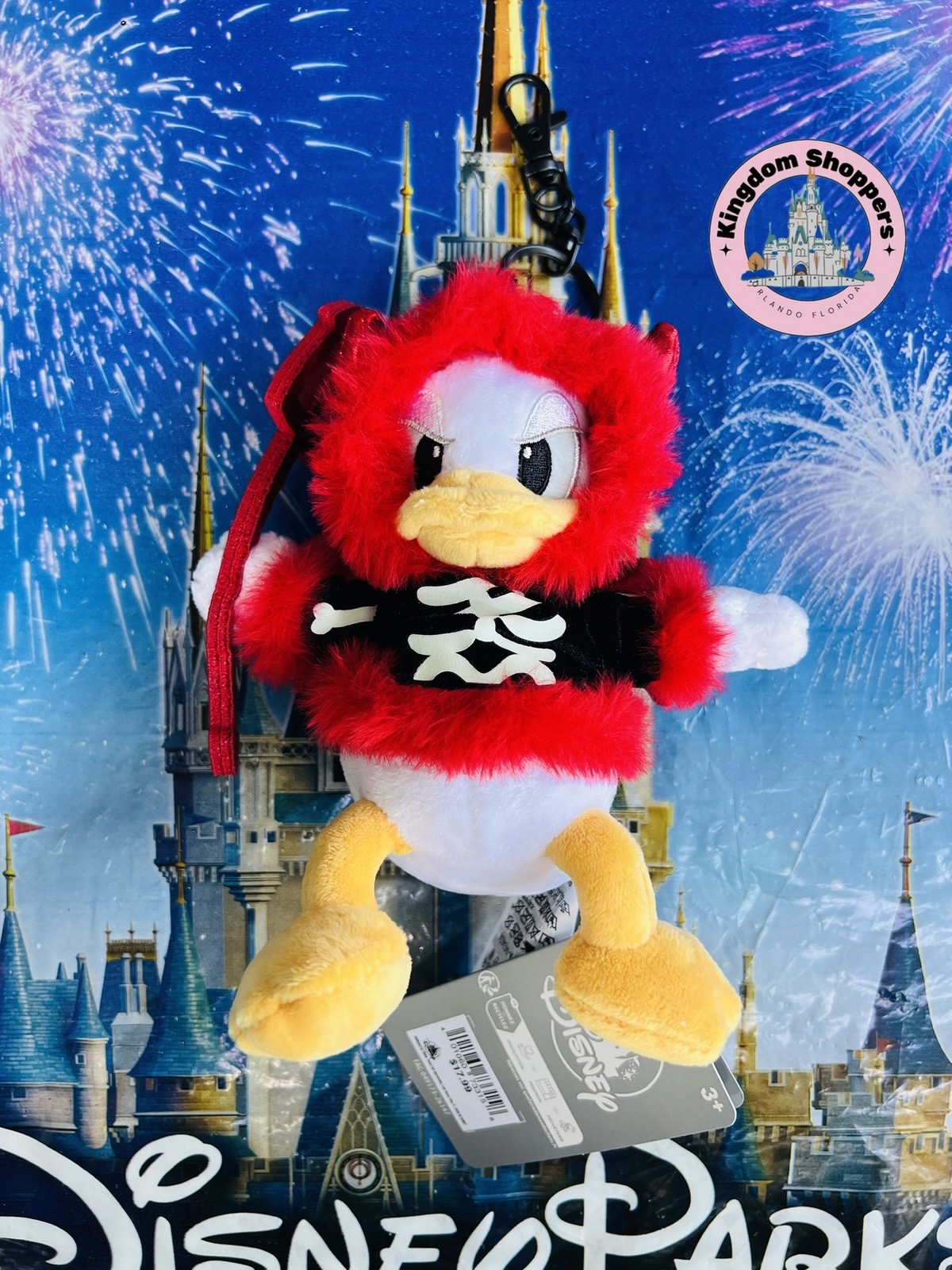 2026 Disney Parks Donald Duck Devil Halloween Plush Bag Charm Keychain New
