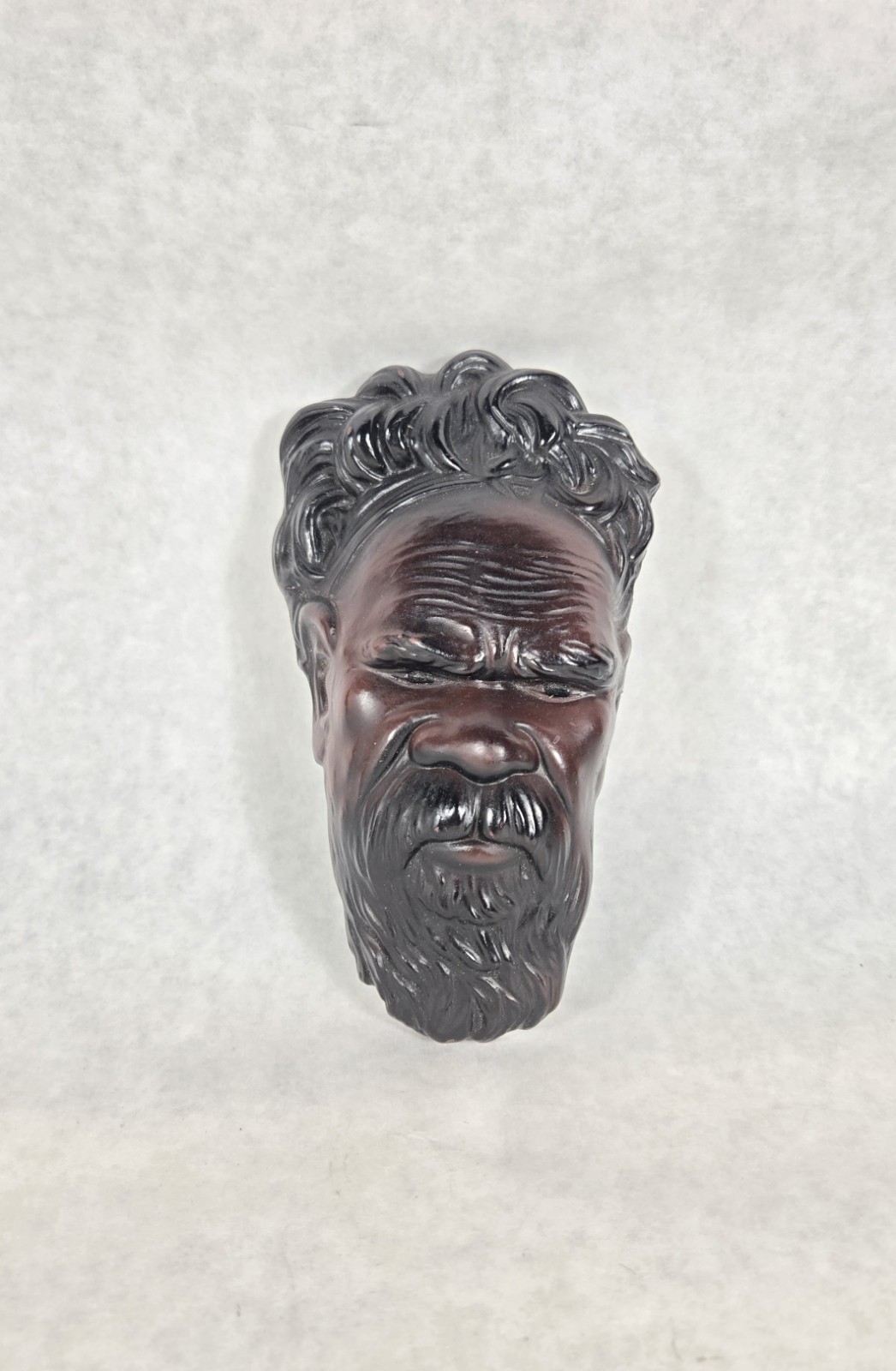 Vintage Hard Rubber ? ABORIGINAL Man Head Plaque Tribal Wall Art #51 Australia 