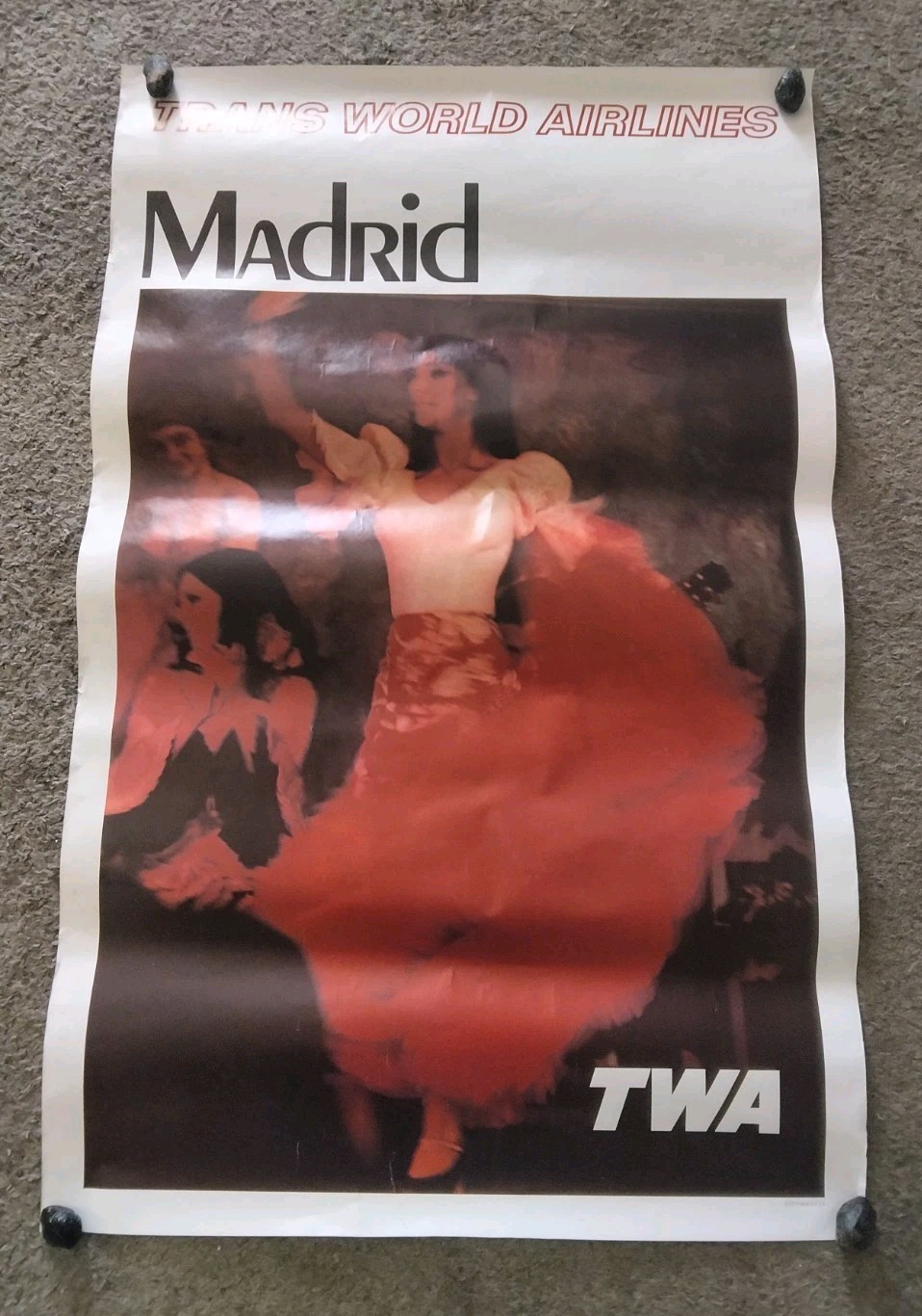 Vintage TWA Poster Madrid Spain 25\