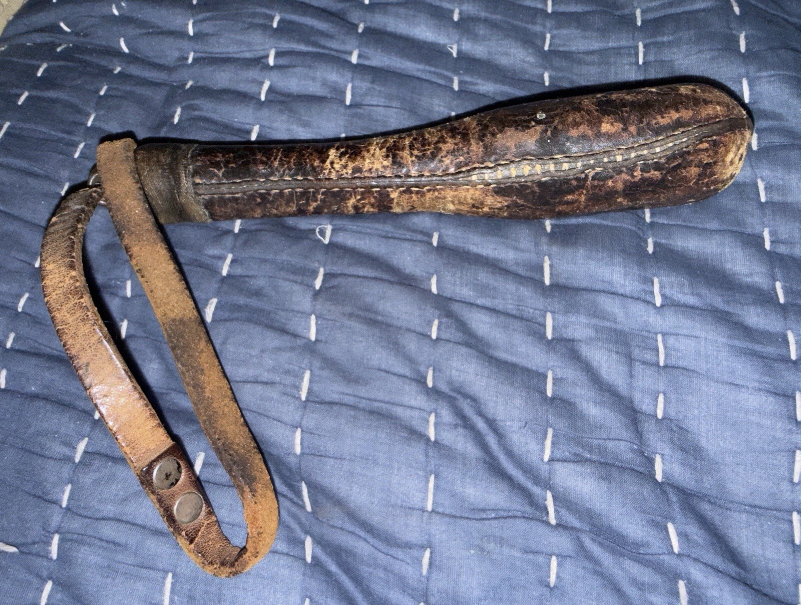 Antique Blackjack Sap Truncheon Hand-stitched 19th Century