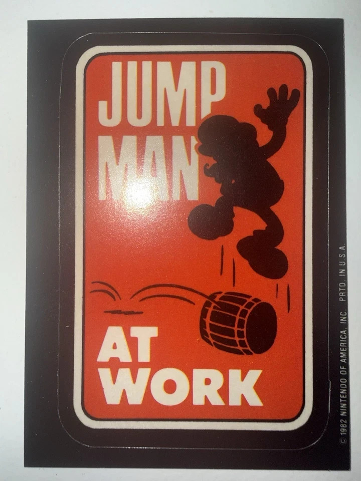 Topps Donkey Kong Jump Man At Work Super Mario rookie sticker 1982 pack fresh NM