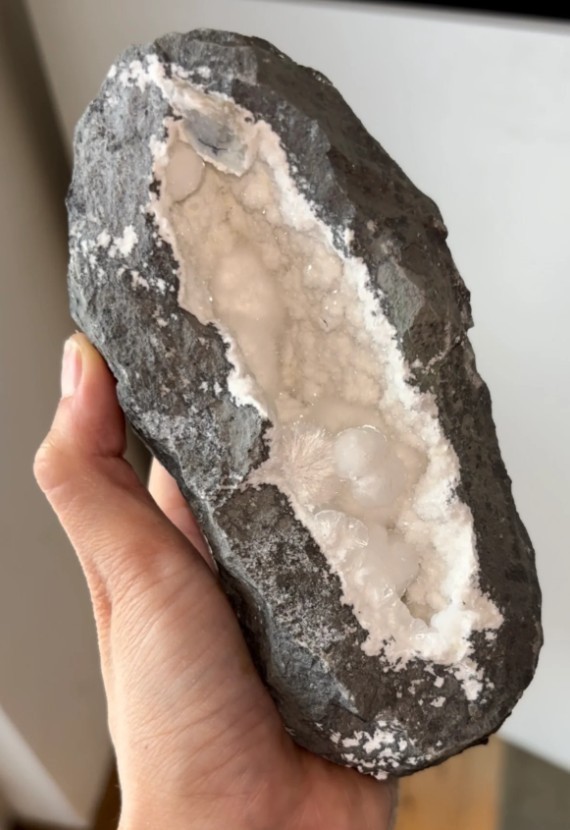 Fantastic Okenite Geode with Spiky Cottonball Crystals – Bombay Quarry, India