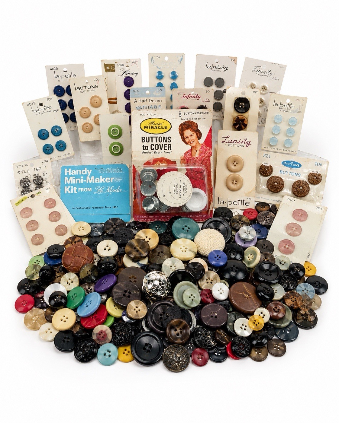 Vintage Sewing Buttons Lot NOS Carded & Loose 1950s 1960s Craft Quilt Mixed Bulk