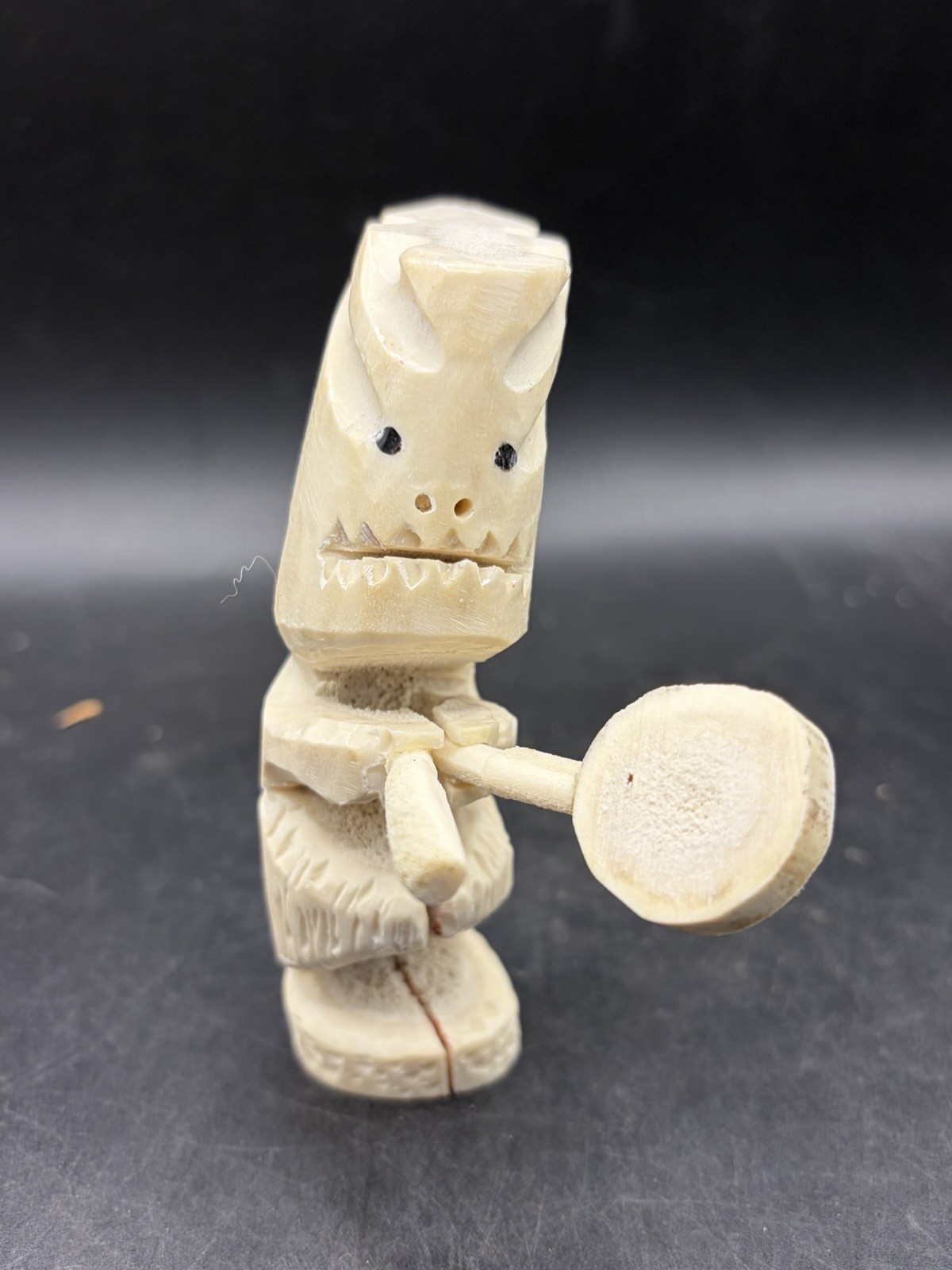 Drummer Tupilak Greenlandic Inuit statue Hand Carved Art 3.5\
