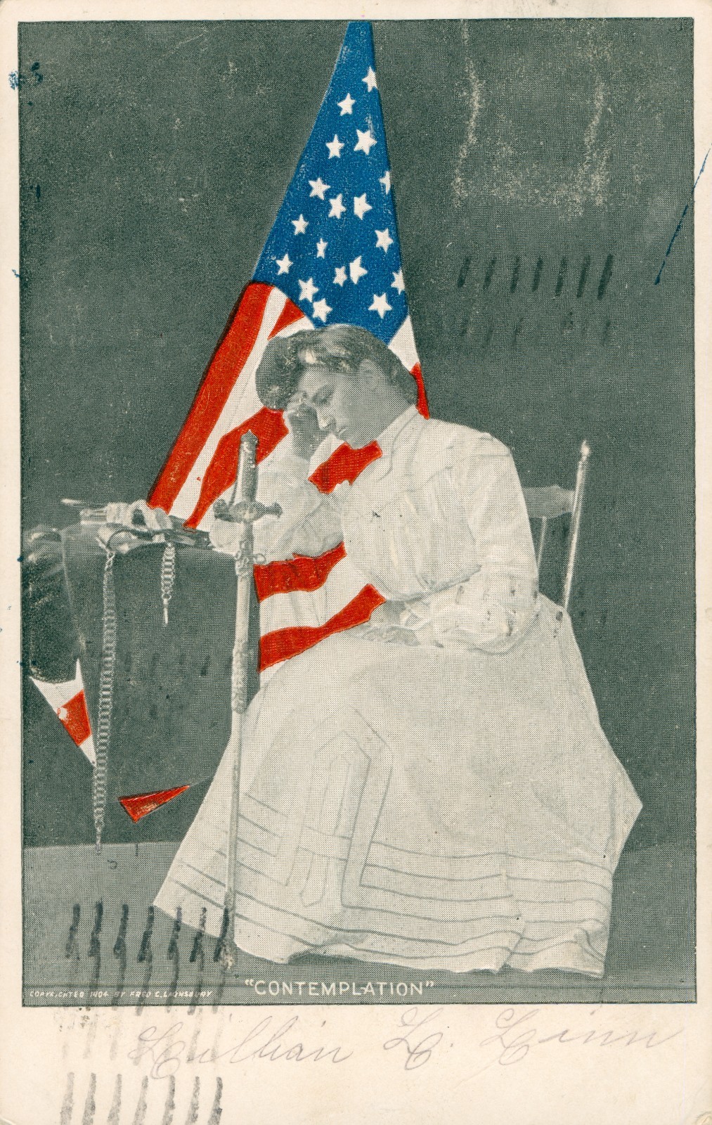 Vintage 1907 Suffragette Postcard Patriotic American Flag Womens Rights