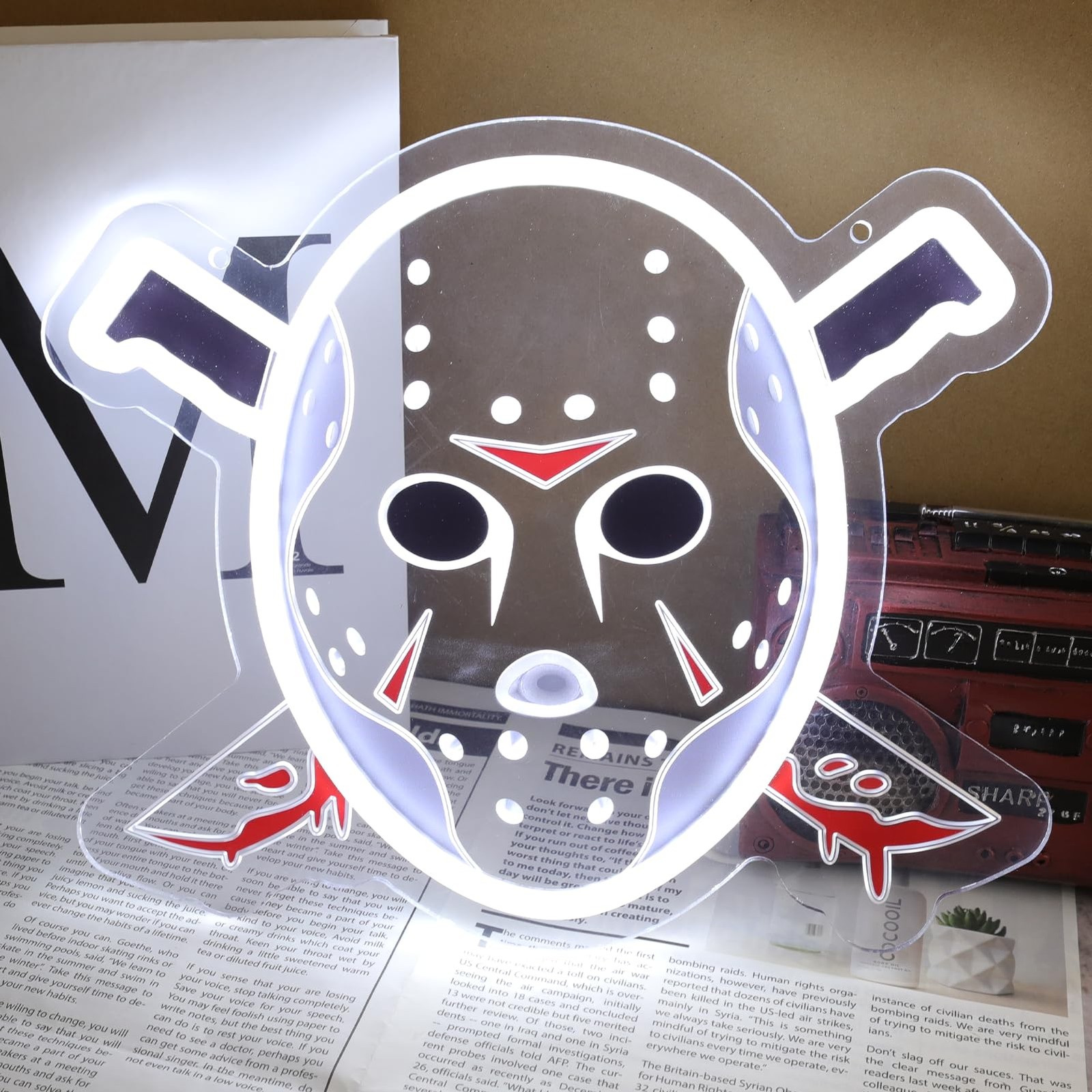 Horror Mask LED Neon Sign, Scary Slasher Jason Neon Light for Wall Decor, 12 ...