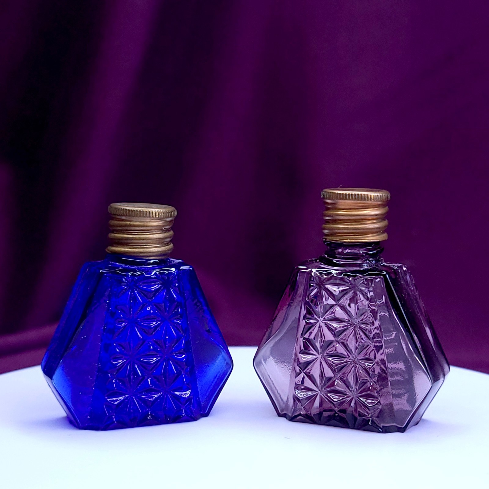 Bottle for Perfume Set of 2pcs Art Deco Collectible Small Glass Perfume Vial