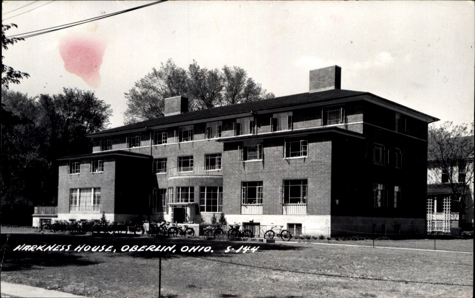 Harkness House ~ Oberlin Ohio OH ~ vintage bicycles ~ RPPC real photo