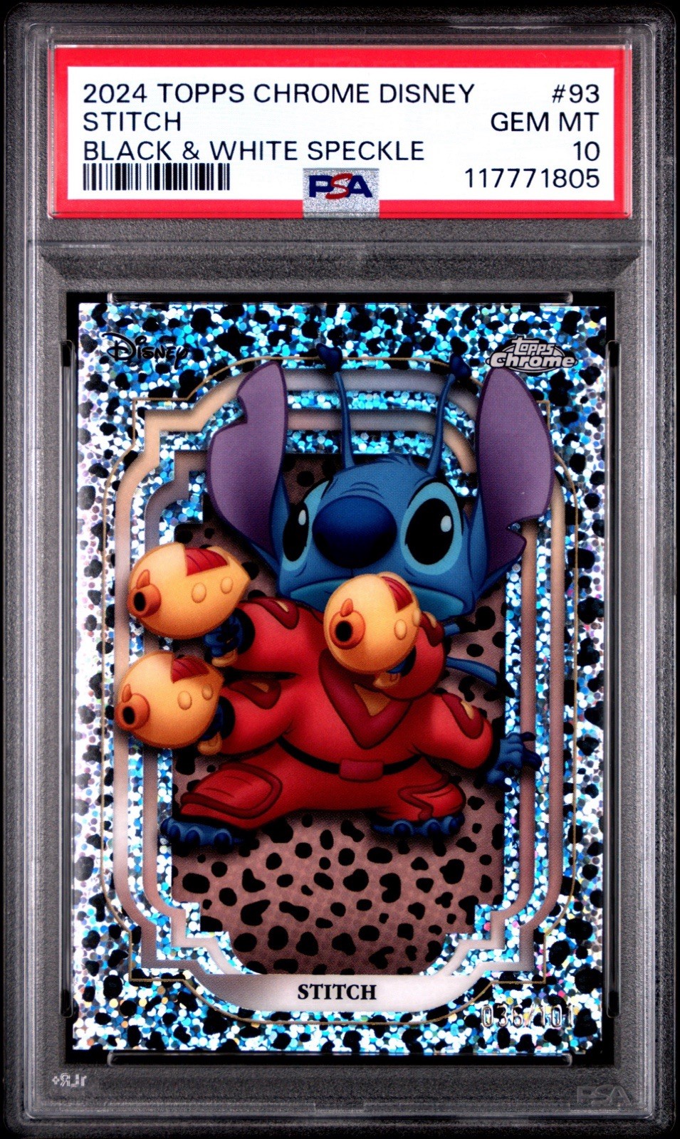 PSA 10 - 2024 Topps Chrome Disney - Stitch - Black & White Speckle /101