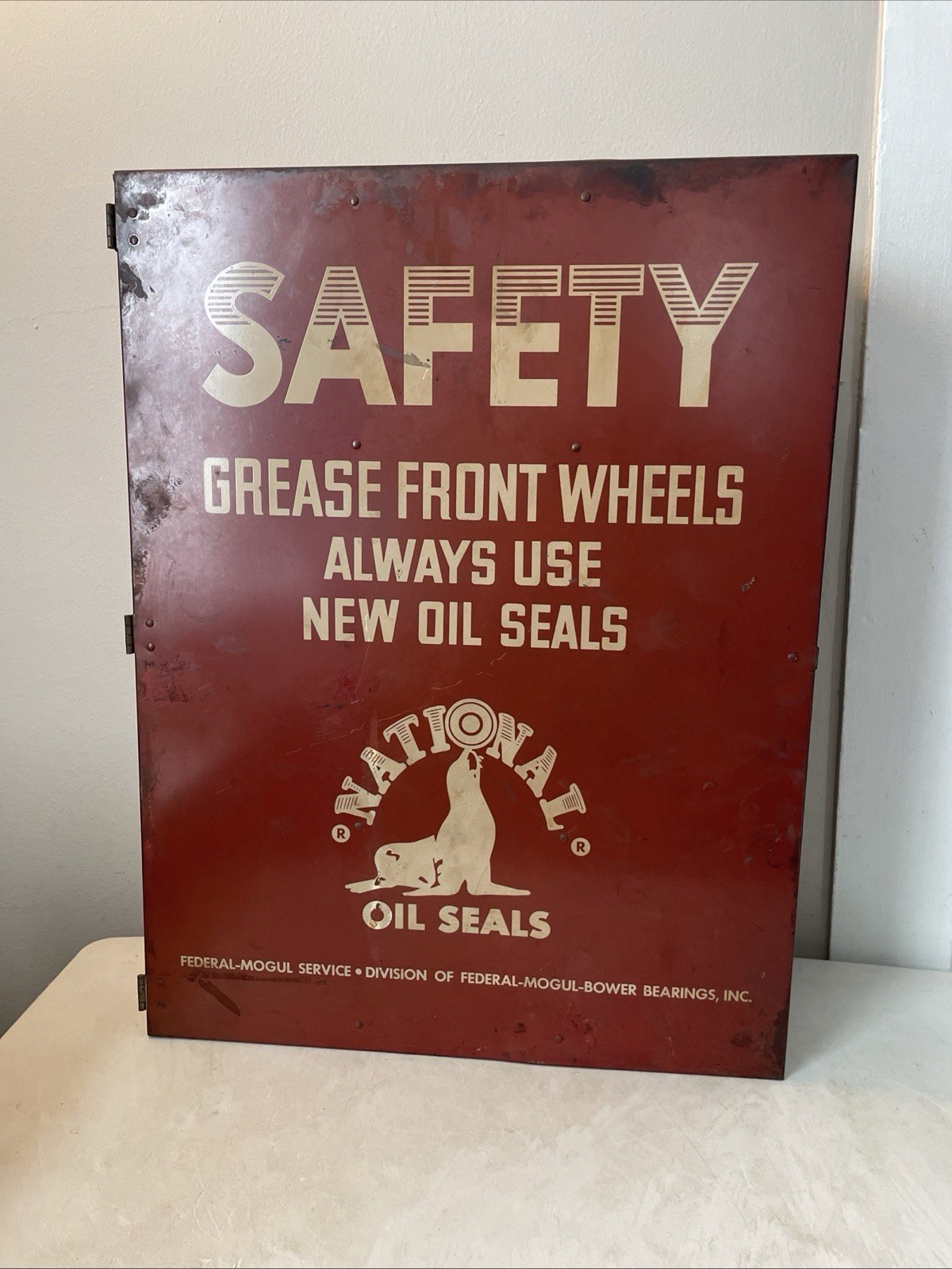 VTG National Oil Seals Safety Cabinet Metal Advertising National Motor Bearing