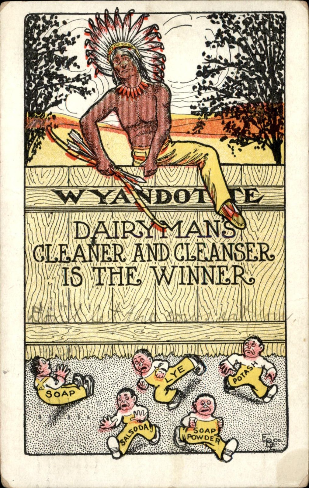 Wyandotte Cleaner and Cleanser Advertising c1900s-10s Vintage Postcard