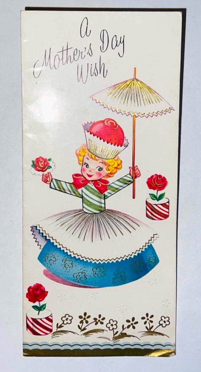 Vintage Mother\'s Day Card Candy Cupcake Girl Mid Century Norcross? Sweet Shop