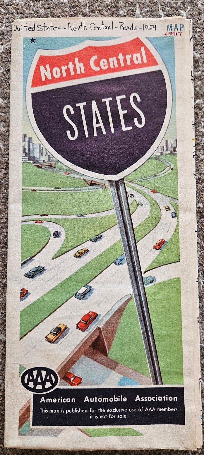 Vintage 1959-60- 61 AAA North Central United States Travel Road Map Lot Of 3 Map
