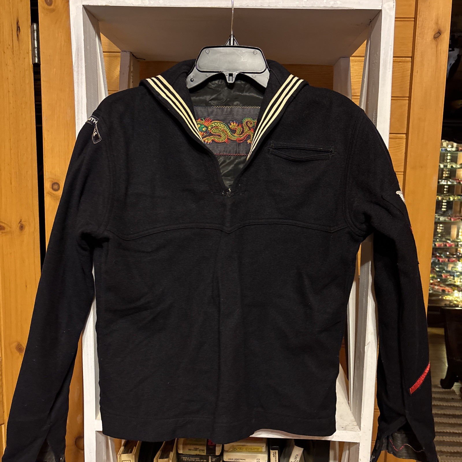 2 Rare Vintage US Navy Dress Blue Crackerjack Jumper Uniform Dragon Liberty