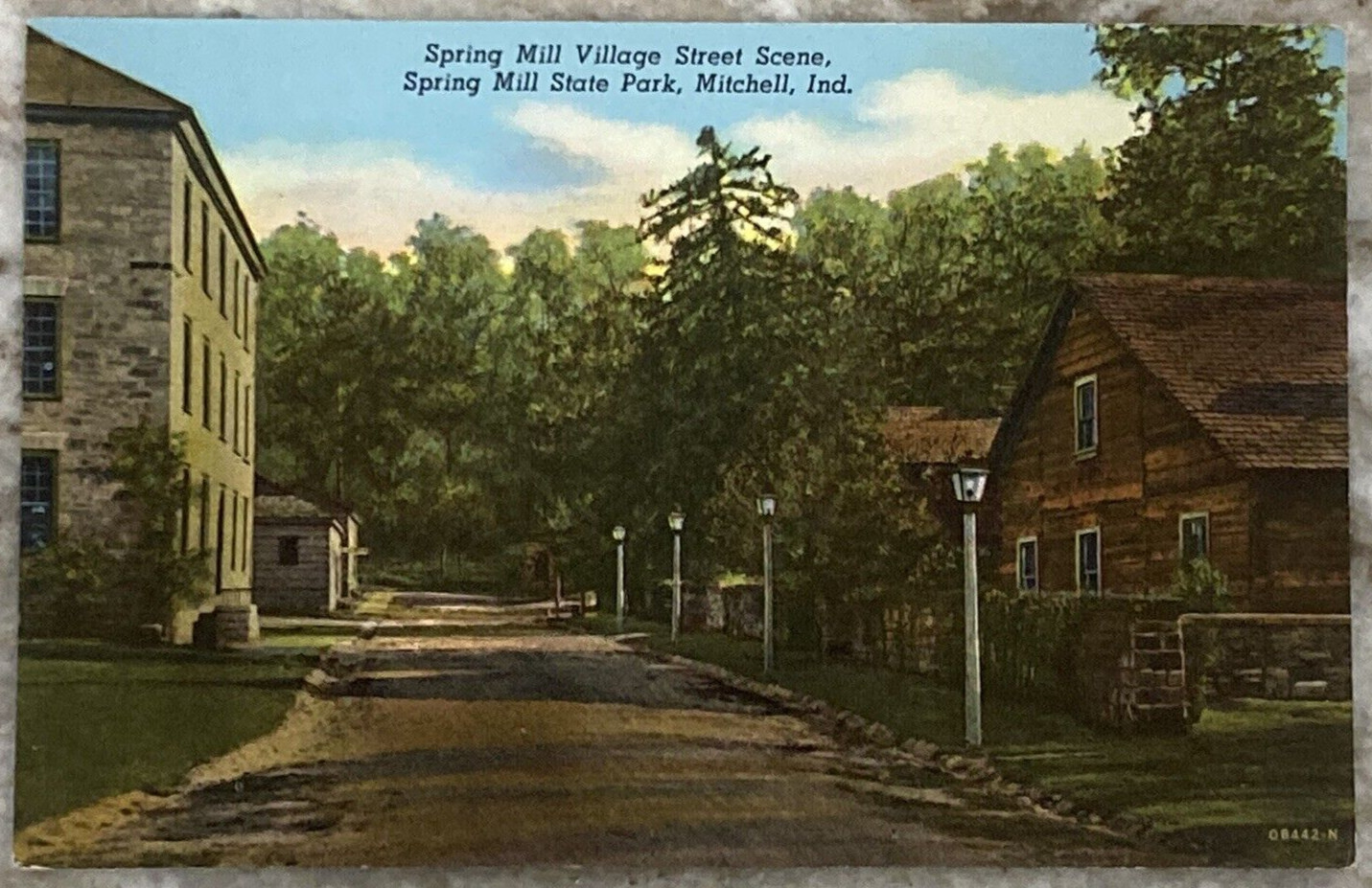 Spring Mill Village Spring Mill State Park Mitchell Indiana DB Postcard A793