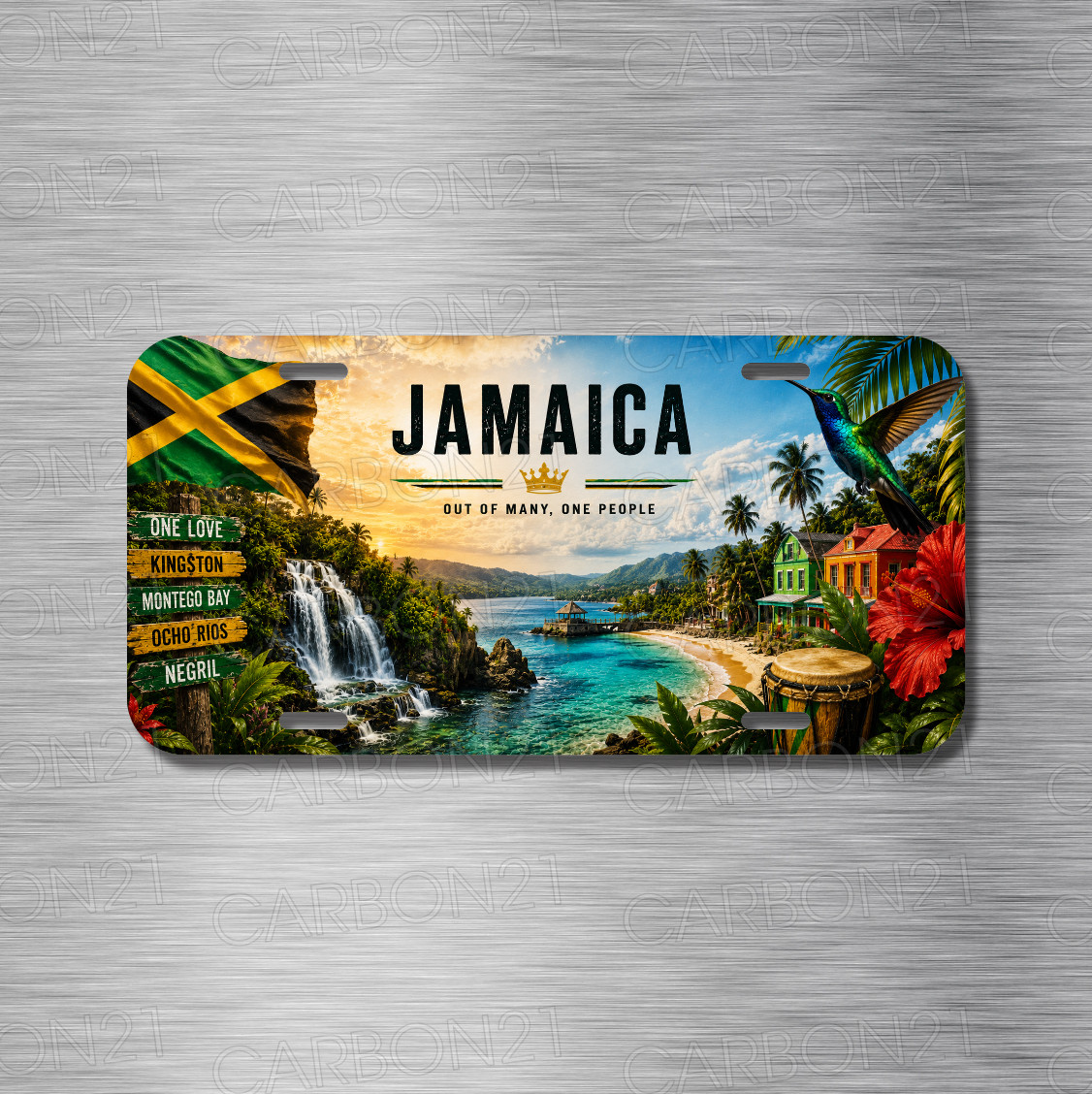 Jamaica Jamaican Flag Island Caribbean Aluminum License Plate CAR SUV Truck