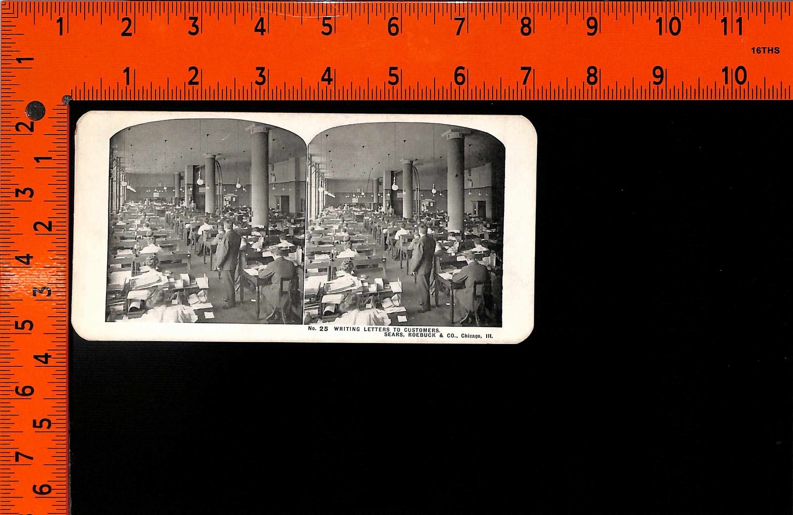 Stereoview Sears Roebuck Co Chicago Office Writing Letters to Customers
