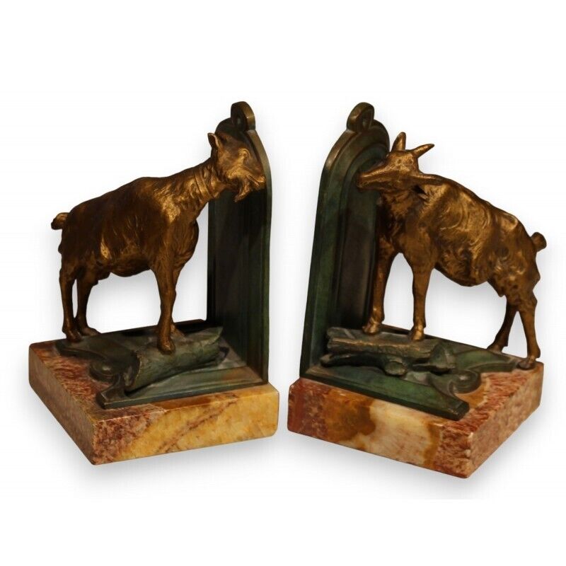 Pair of “Goats” bookends signed FERRAND early 20th century