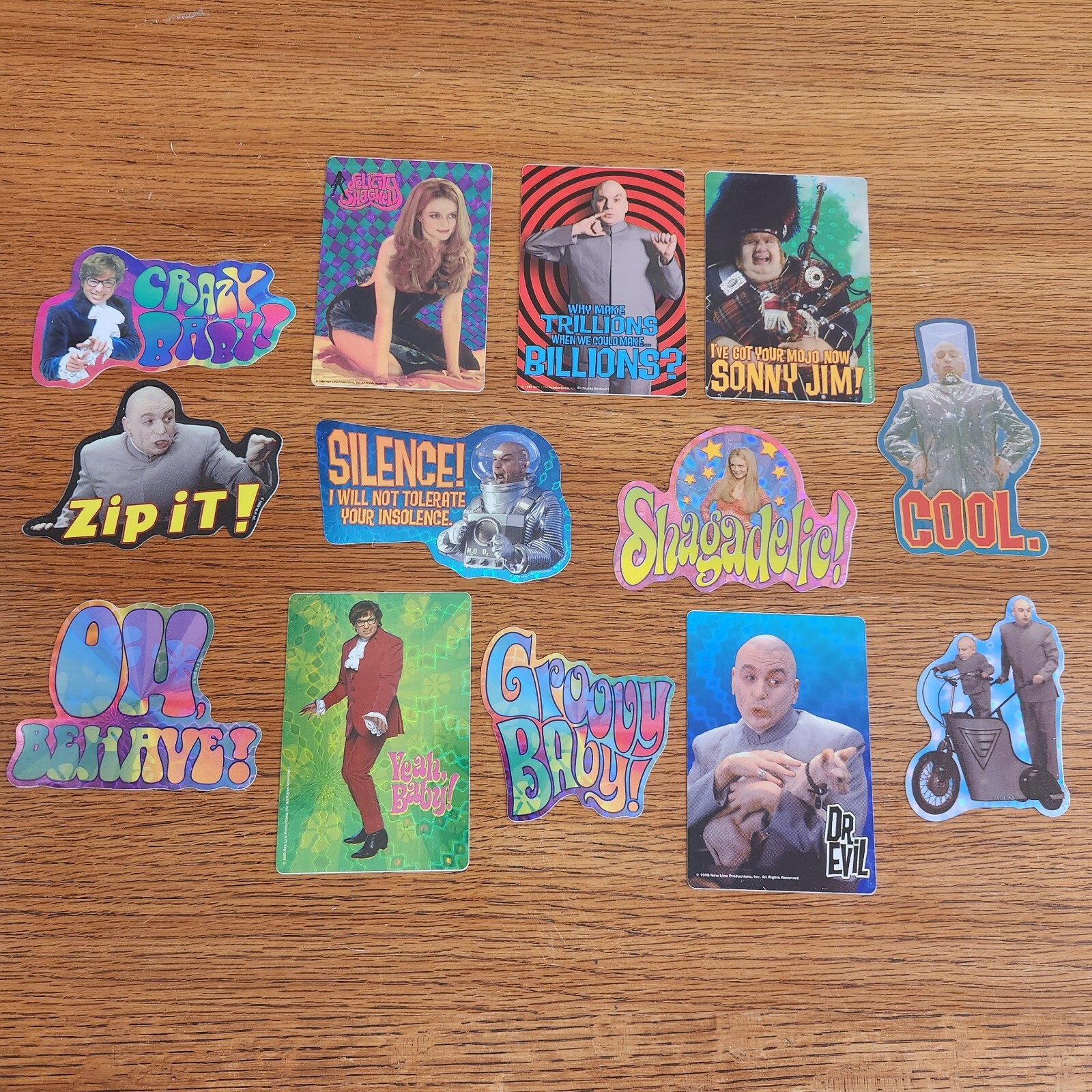 Vintage 1999 Austin Powers 2 COMPLETE Set Of 13 Vending Machine Stickers Prism
