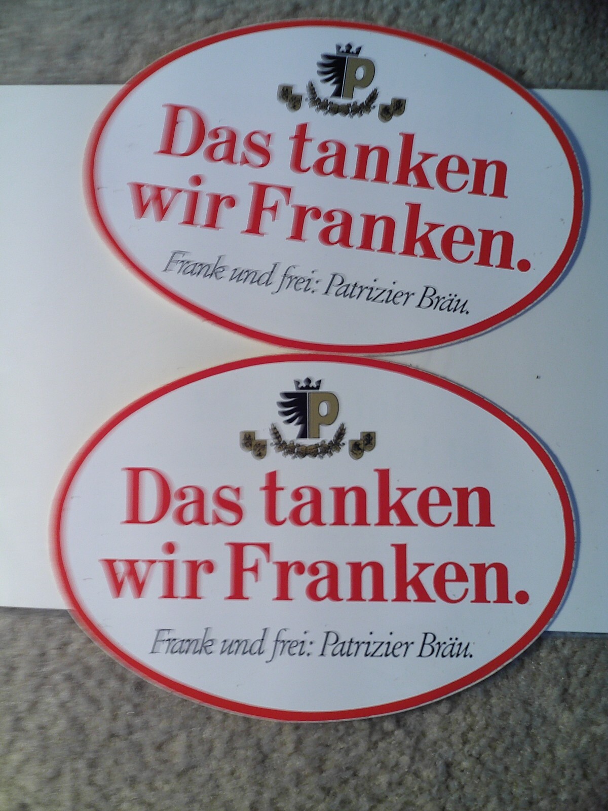 Lot of 2 Vintage Frank und Frei Patrizier Brau German Beer Stickers