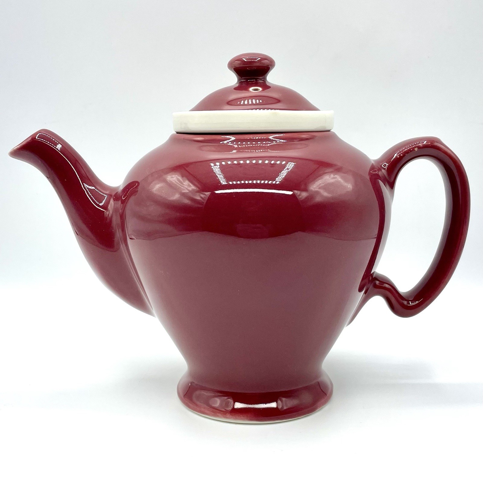 Vintage McCormick Tea Co. 1930s Burgundy Ceramic Teapot w/ Infuser Baltimore USA