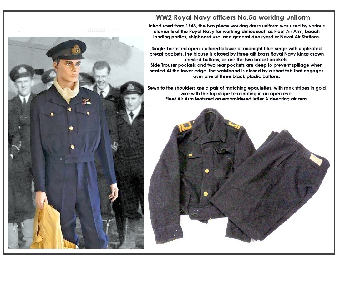 WW2 Royal Navy 5a officers uniform set jacket and trousers serge aka battledress