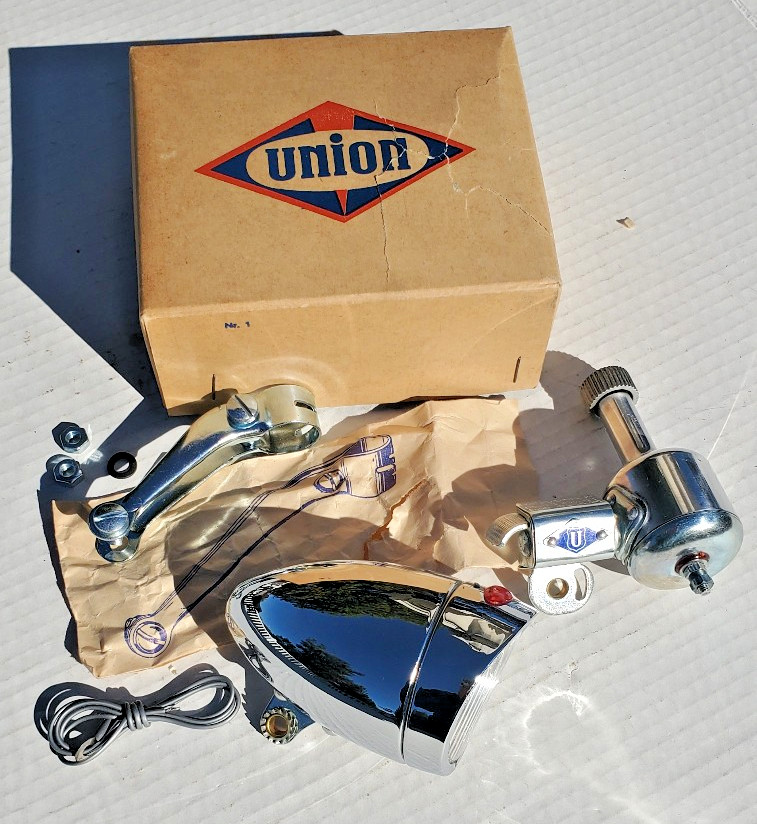 NOS Union Generator Bullet Head Light Bicycle Vtg 1930\'s 40\'s Schwinn Elgin