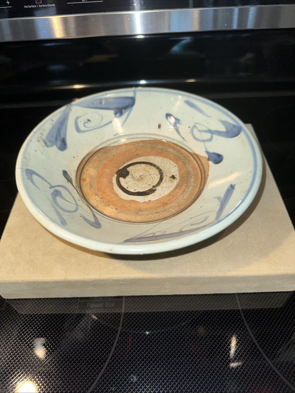 LARGE CHINESE 19th CENTURY ANTQUE  LOW BOWL  9” X 2” ~ GOOD CONDITION