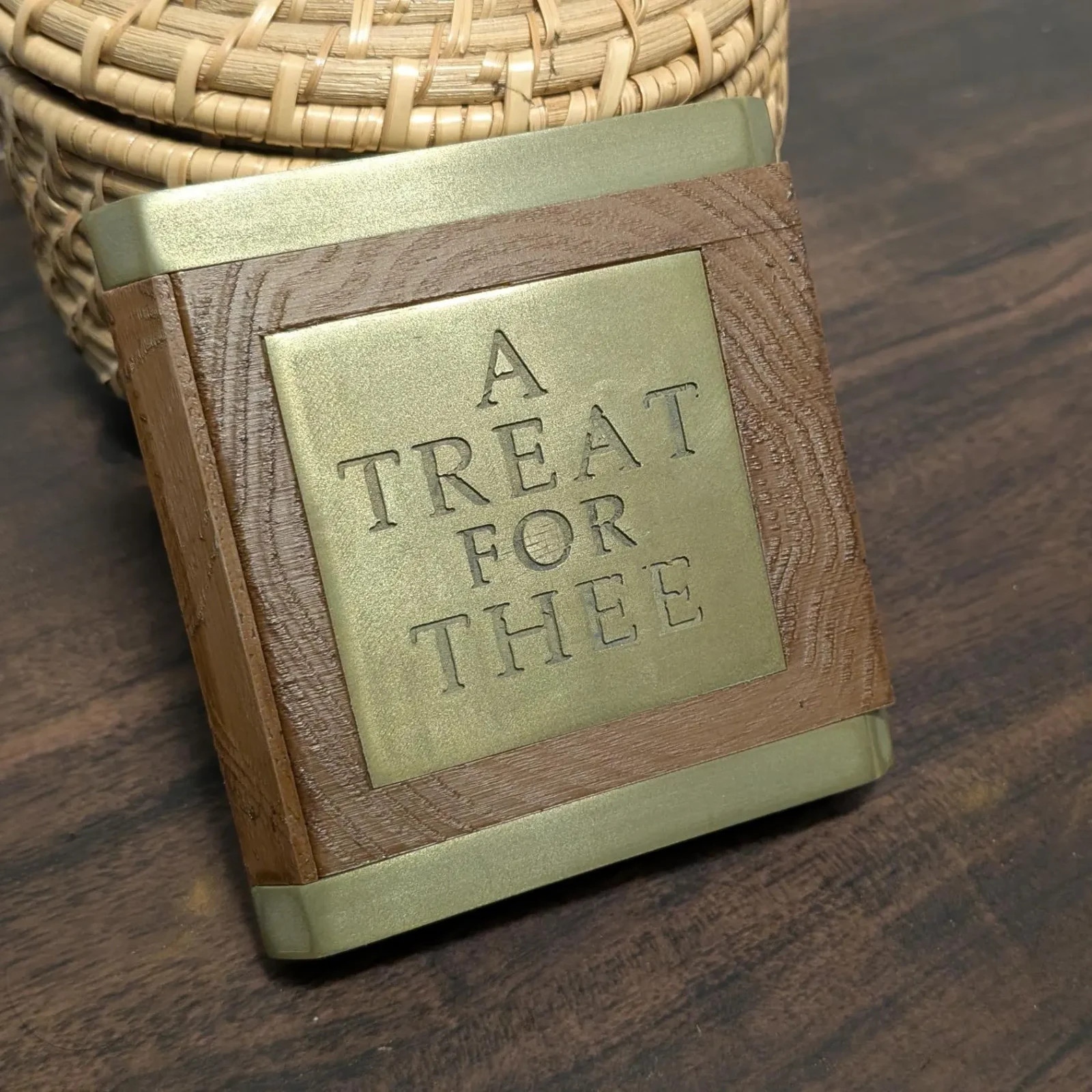 Customizable Massive Brass/Woodgrain Cigarette / Snuffbox by Snus at Home