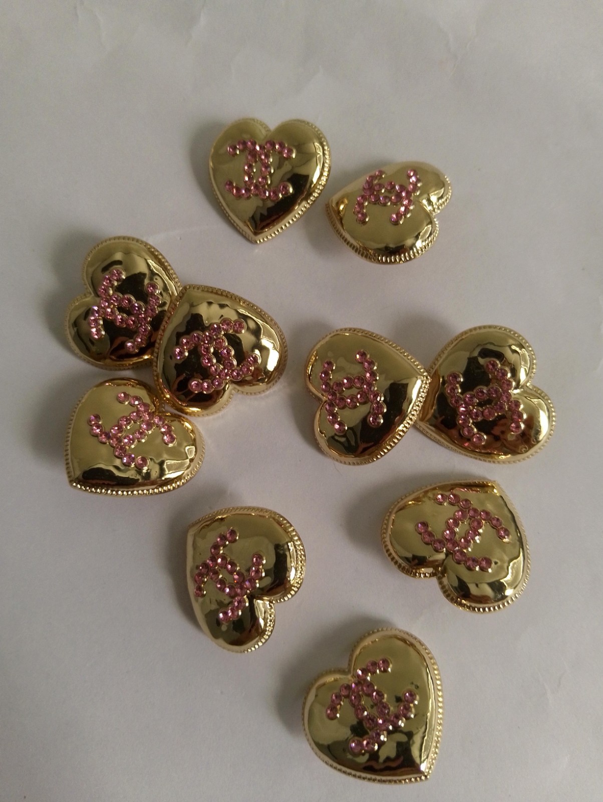  Lot Of ten 22Mm StampedDesigner  Vintage Button Gold ToneChanel 10 BUTTONS