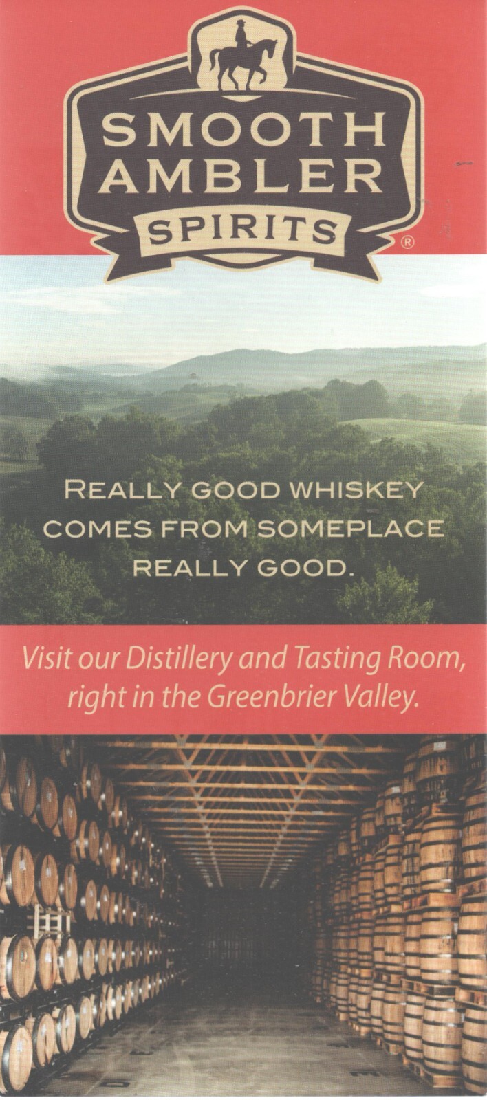 Rack Card Smooth Ambler Spirits, Maxwelton, West Virginia 2017 Greenbriar Valley