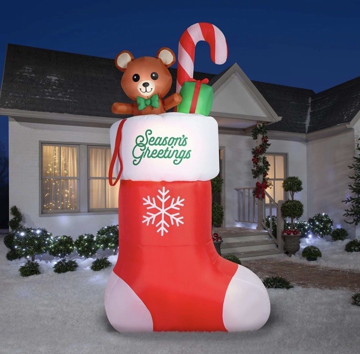 HUGE 12' Christmas Stocking - Teddy Bear Inflatable - Indoor/Outdoor NEW