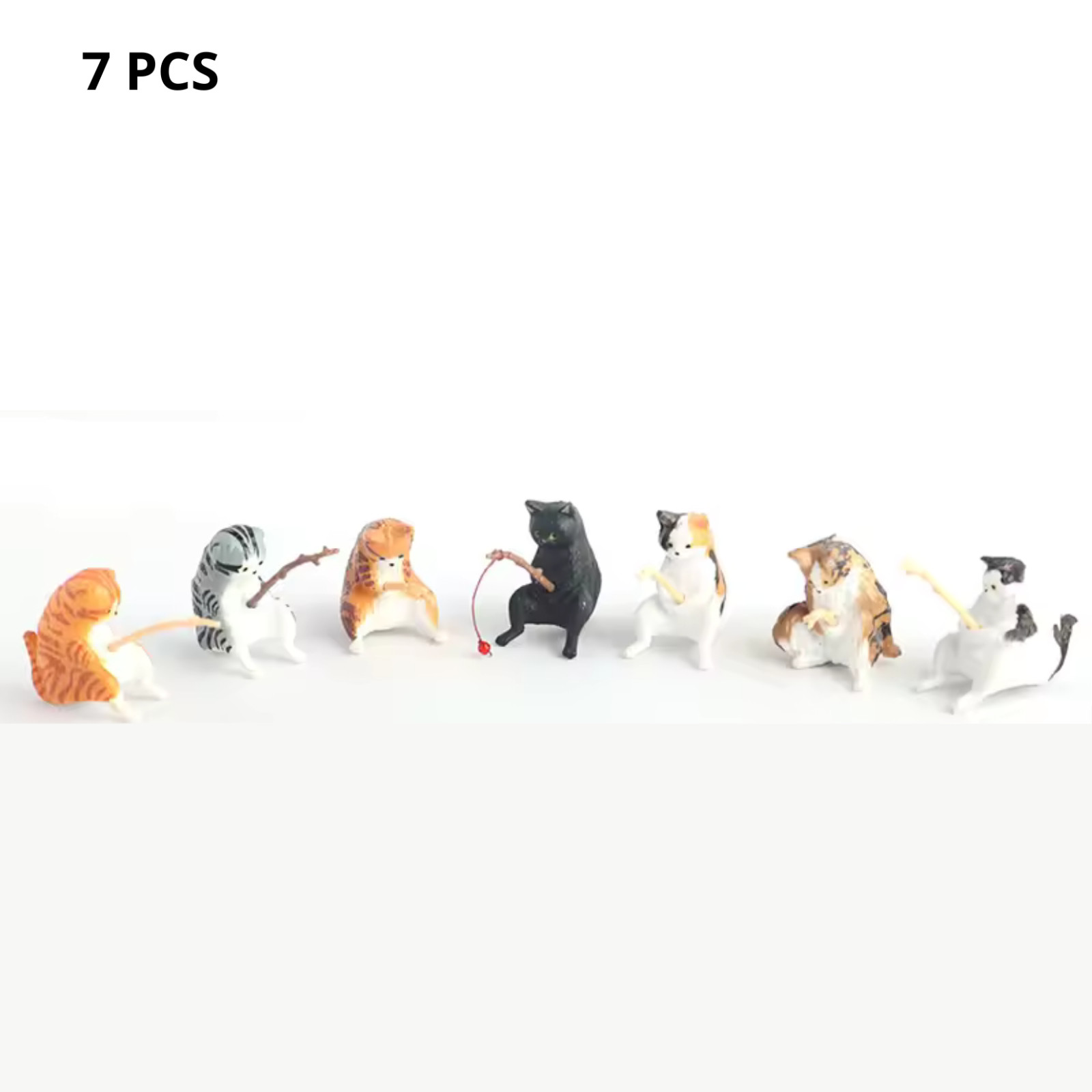 Funny Fishing Cat Aquarium Decorations – 5/7/10pcs Mini Cat Figurines Gift